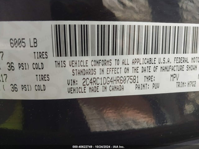 2C4RC1DG4HR607581 Chrysler Pacifica Touring