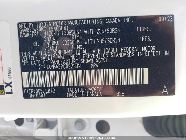 2T2BAMBA3PC022332 Lexus Rx 350 Premium Plus