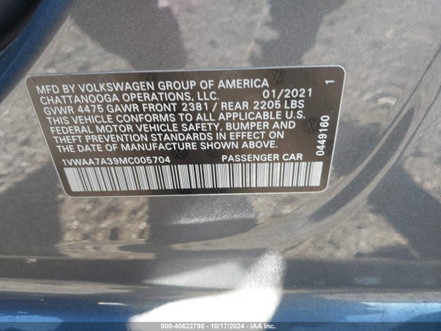 1VWAA7A39MC005704 Volkswagen Passat 2.0t S