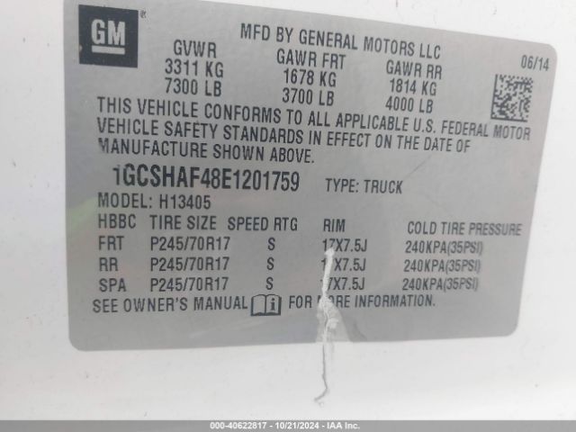 1GCSHAF48E1201759 Chevrolet Express 1500 Work Van