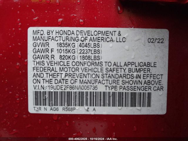 19UDE2F86NA005735 Acura Ilx Premium   A-spec Packages/technology   A-spec Packages