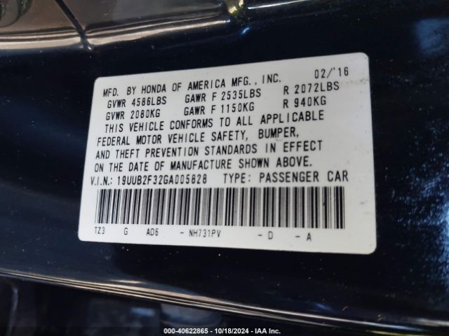 19UUB2F32GA005828 Acura Tlx V6