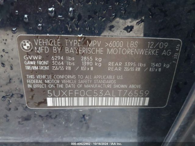 2010 BMW X5 5UXFF0C53ALT76559 Photo 8