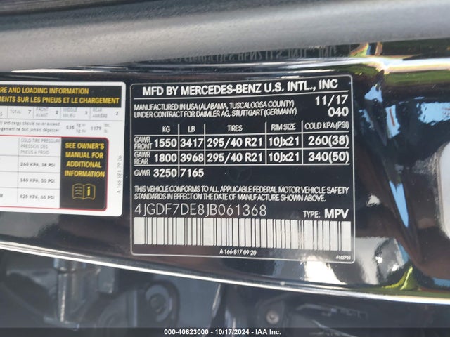 4JGDF7DE8JB061368 Mercedes-Benz Gls 550 4matic