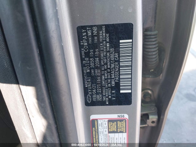 KMHLM4AG7MU148628 Hyundai ELANTRA SEL