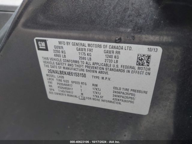 2GNALBEK4E6153150 Chevrolet EQUINOX 1LT