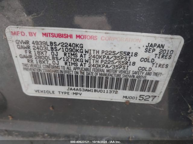 2011 MITSUBISHI OUTLANDER JA4AS3AW1BU011372 Photo 8