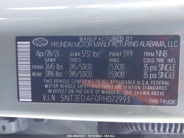 5NTJEDAF0PH072993 Hyundai Santa Cruz Limited