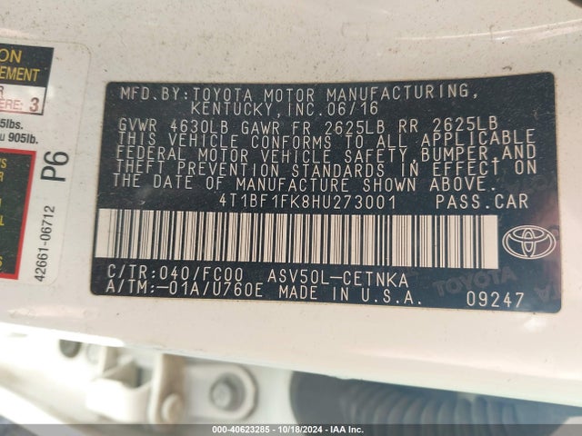 Toyota CAMRY LE 2017 4T1BF1FK8HU273001 Image 9