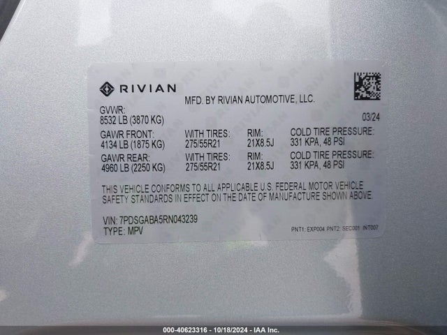 Rivian R1s Adventure Quad Motor Large Pack 2024 7PDSGABA5RN043239 Image 9