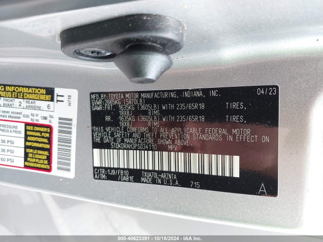Toyota Highlander Le 2023 5TDKDRAH3PS034110 Image 9