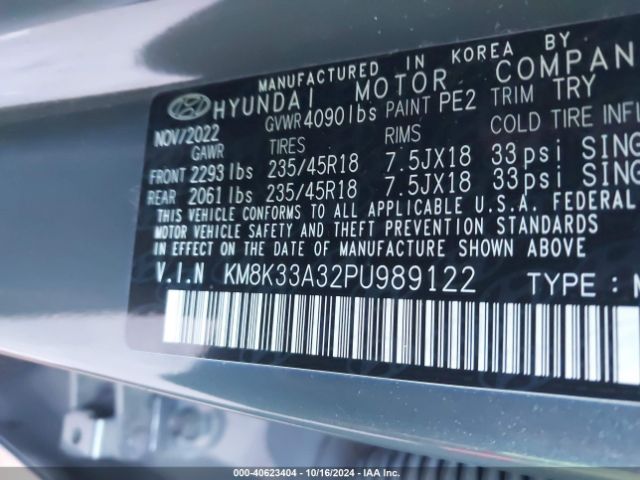 KM8K33A32PU989122 Hyundai Kona N Line