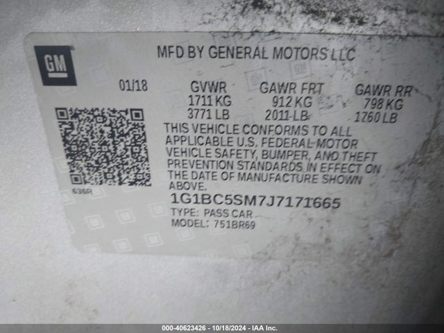 Chevrolet Cruze Ls Auto 2018 1G1BC5SM7J7171665 Image 9