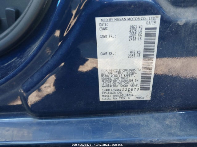 Nissan Altima 2.5 S 2019 1N4BL4BVXKC220673 Image 9