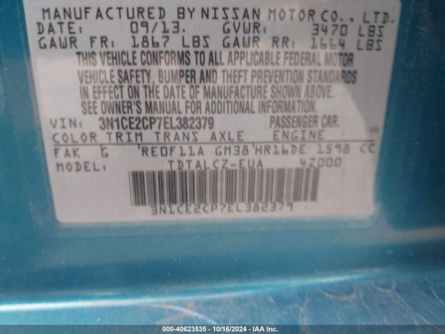 3N1CE2CP7EL382379 Nissan Versa Note S Plus