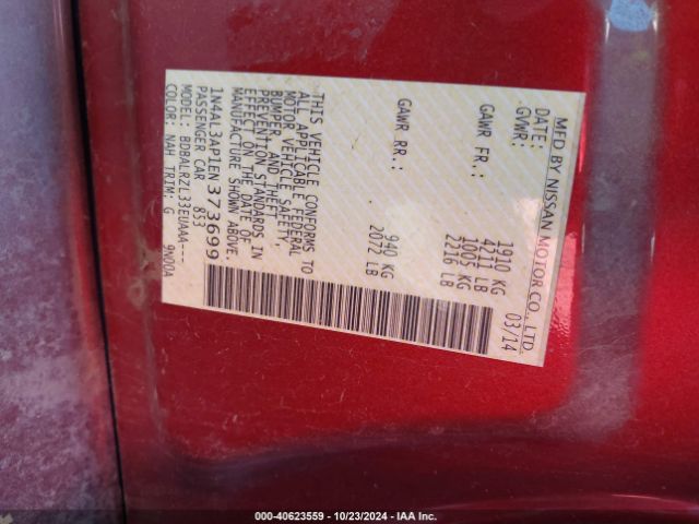 1N4AL3AP1EN373699 Nissan Altima 2.5/2.5 S/2.5 Sl/2.5 Sv