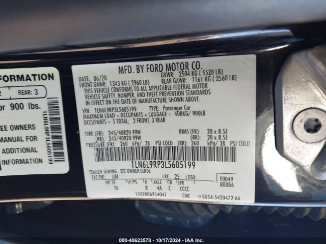 1LN6L9RP3L5605199 Lincoln Continental Reserve