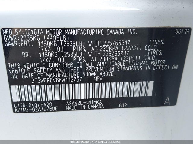 Toyota Rav4 Xle 2014 2T3WFREV6EW112757 Image 9