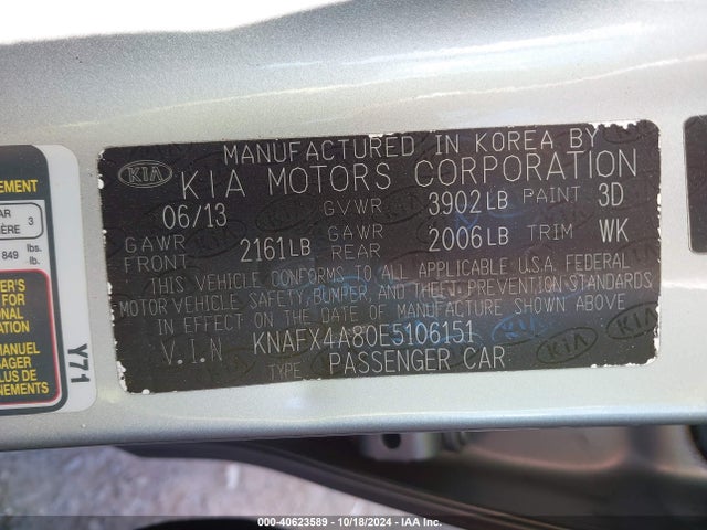 KIA FORTE EX 2014 KNAFX4A80E5106151 Image 9