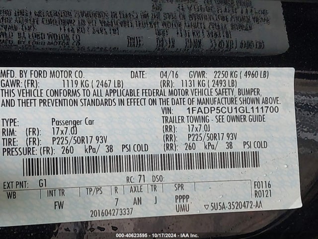 1FADP5CU1GL111700 Ford C-max Energi Sel