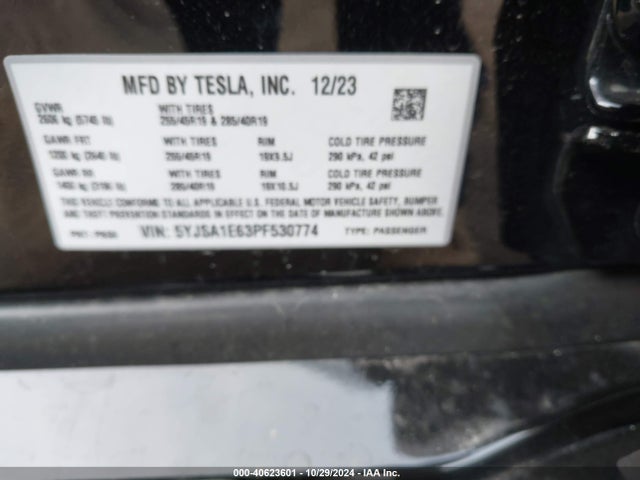 2023 TESLA MODEL S 5YJSA1E63PF530774 Photo 8