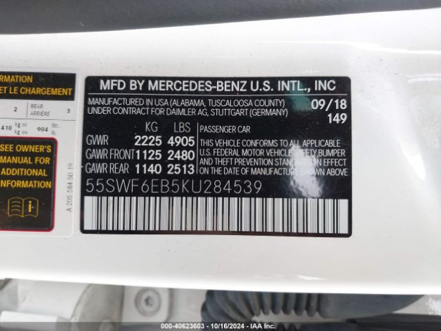 55SWF6EB5KU284539 Mercedes-Benz Amg C 43 4matic