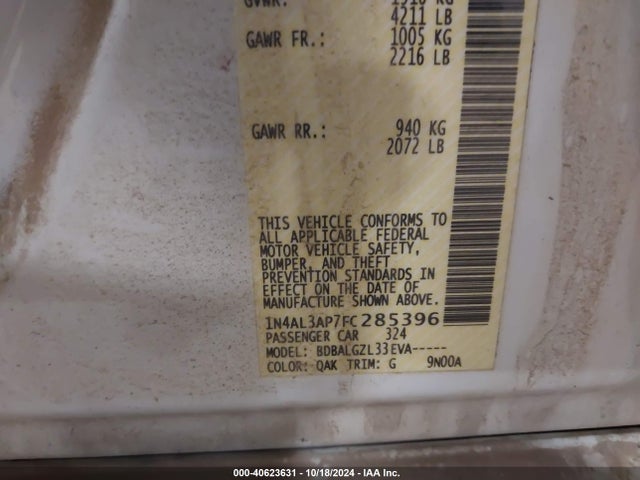 Nissan Altima 2.5 S 2015 1N4AL3AP7FC285396 Image 9