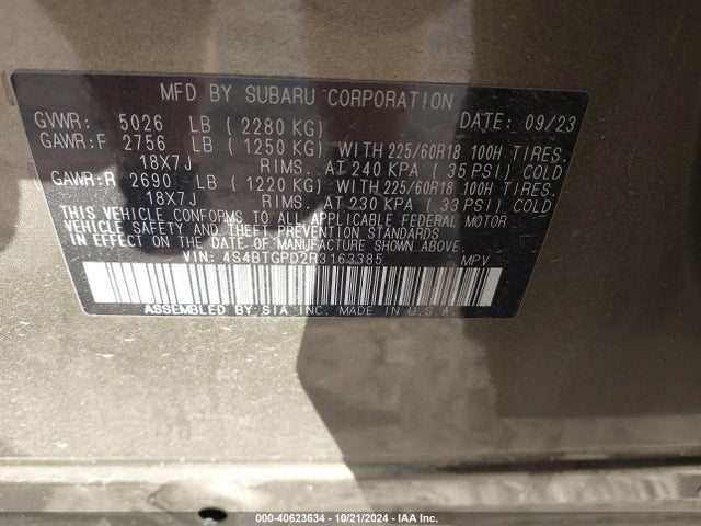 Subaru Outback Touring Xt 2024 4S4BTGPD2R3163385 Image 9
