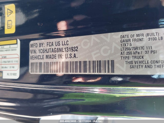 Jeep Gladiator Willys 4x4 2022 1C6HJTAG8NL131932 Image 9