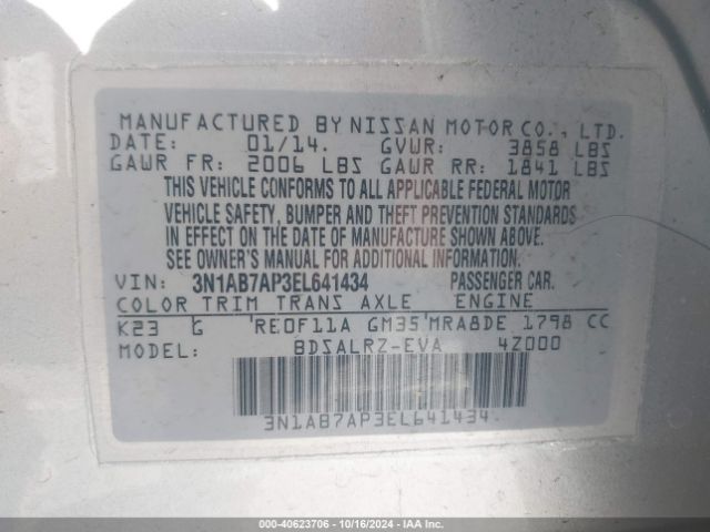 3N1AB7AP3EL641434 Nissan SENTRA SR