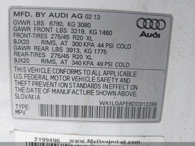 2013 AUDI Q7 WA1LGAFE6DD012289 Photo 8
