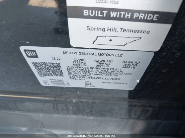1GYKPDRS2PZ117689 Cadillac Xt6 Premium Luxury