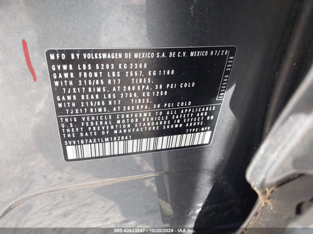 3VV1B7AX1LM162841 Volkswagen Tiguan 2.0t S
