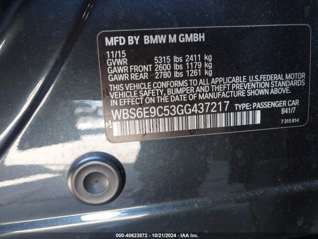 BMW M6 Gran Coupe 2016 WBS6E9C53GG437217 Image 9