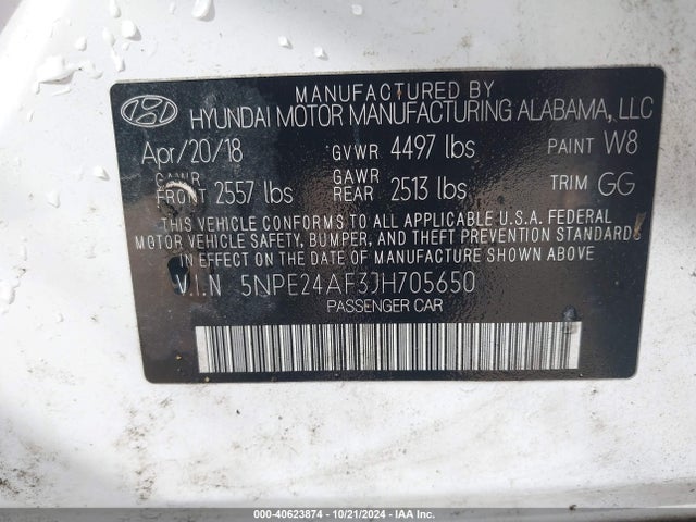 Hyundai SONATA SE 2018 5NPE24AF3JH705650 Image 9