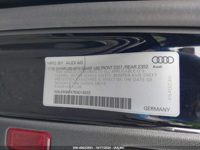 WAUHMAF47KA014933 Audi A4 40 Premium