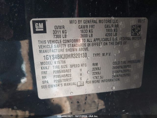 1GYS4BKJ0HR320130 Cadillac Escalade Luxury