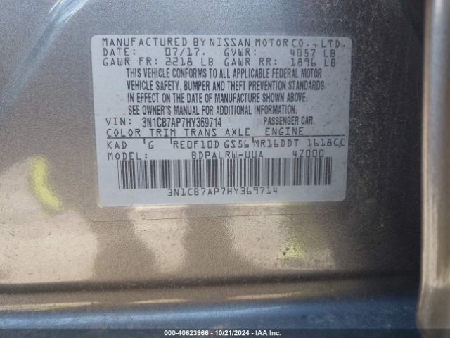 3N1CB7AP7HY369714 Nissan Sentra Sr Turbo
