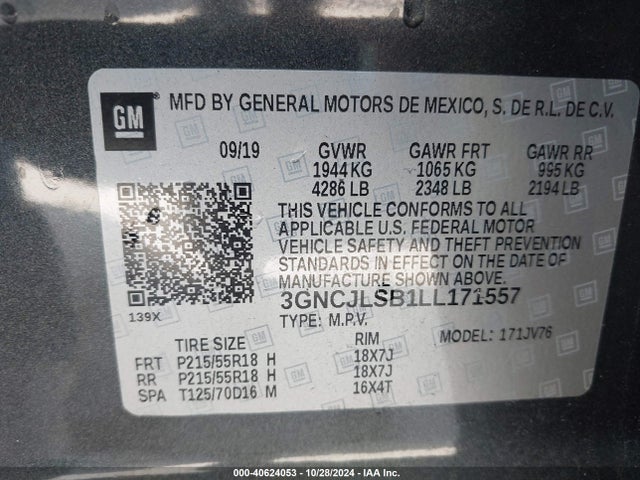 Chevrolet Trax Fwd Lt 2020 3GNCJLSB1LL171557 Image 9