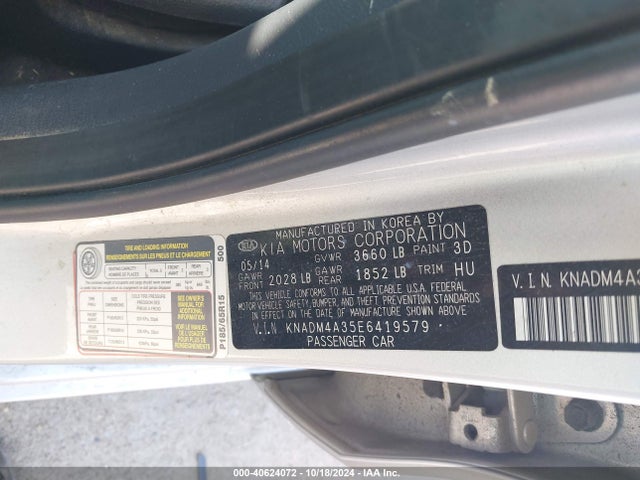 KIA RIO LX 2014 KNADM4A35E6419579 Image 9