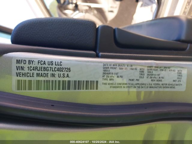 1C4RJEBG7LC402726 Jeep Grand Cherokee Limited 4x2
