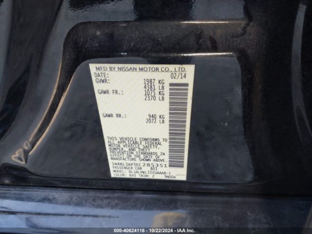 1N4BL3AP3EC285351 Nissan Altima 3.5 Sl