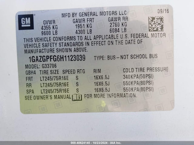 Chevrolet Express 3500 Lt 2017 1GAZGPFG6H1123039 Image 9