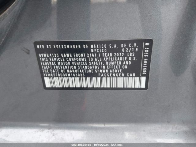 3VWC57BU3KM163035 Volkswagen Jetta 1.4t R-line/1.4t S/1.4t Se