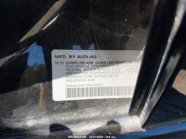 WAUAUDGY2NA020017 Audi A3 Premium 40 Tfsi Front-wheel Drive S Tronic