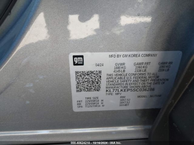 KL77LKEP5SC036286 Chevrolet Trax Fwd Activ