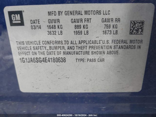 1G1JA6SG4E4180638 Chevrolet Sonic Ls Auto