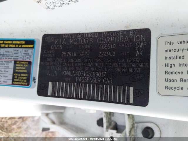 KNALN4D71G5199017 KIA Cadenza Limited