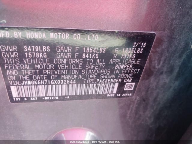 JHMGK5H71GX032544 Honda FIT EX