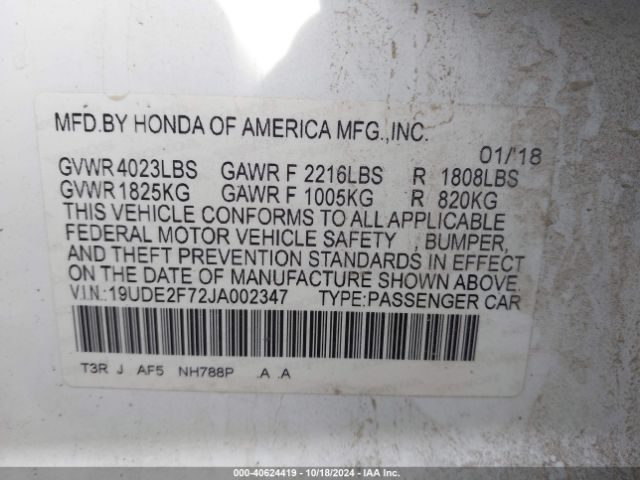 19UDE2F72JA002347 Acura Ilx Premium Package/technology Plus Package